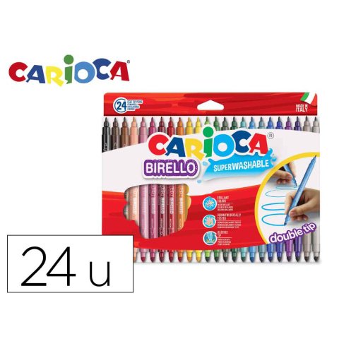 Rotulador carioca birello doble punta caja de 24 unidades colores surtidos