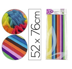 Papel seda liderpapel 52x76cm 18g/m2 bolsa de 10 hojas colores surtidos