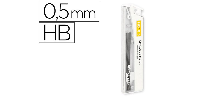Minas liderpapel grafito 0,5 mm hb tubo de 12 minas longitud 60 mm