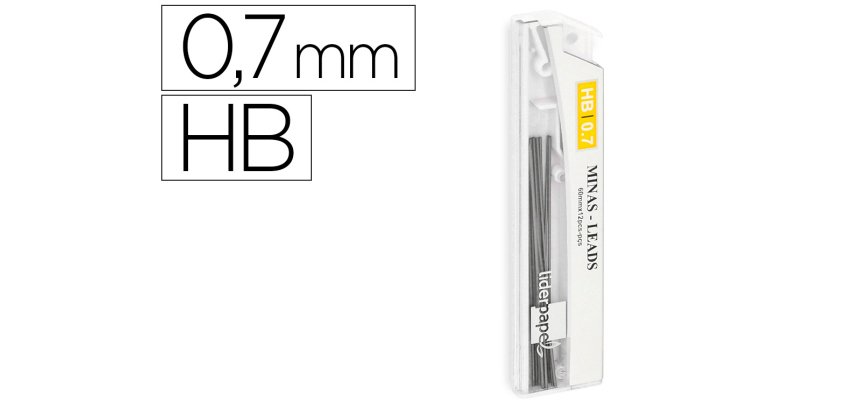 Minas liderpapel grafito 0,7 mm hb tubo de 12 minas longitud 60 mm