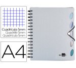 Cuaderno espiral liderpapel a4 micro executive tapa plastico 100h 80gr cuadro 5mm 5 sep aradores con gomilla plata