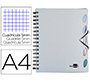 Cuaderno espiral liderpapel a4 micro executive tapa plastico 100h 80gr cuadro 5mm 5 sep aradores con gomilla plata