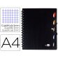 Cuaderno espiral liderpapel a4 micro executive tapa plastico 100h 80 gr cuadro 5mm 5 separadores con gomilla negro