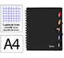 Cuaderno espiral liderpapel a4 micro executive tapa plastico 100h 80gr cuadro 5mm 5 sep aradores con gomilla negro