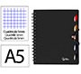 Cuaderno espiral liderpapel a5 micro executive tapa plastico 100h 80gr cuadro 5mm 5 se paradores con gomilla negro