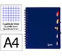 Cuaderno espiral liderpapel a4 micro executive tapa plastico 100h 80gr cuadro 5mm 5 sep aradores con gomilla azul