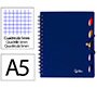 Cuaderno espiral liderpapel a5 micro executive tapa plastico 100h 80gr cuadro 5mm 5 se paradores con gomilla azul