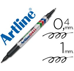 Rotulador artline marcador permanente ek-041t negro doble punta 0,4 y 1,0 mm
