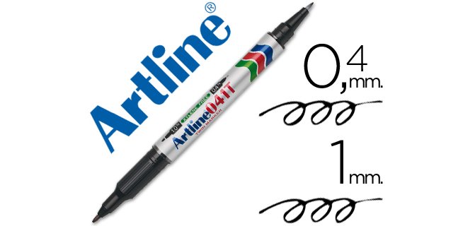 Rotulador artline marcador permanente ek-041t negro doble punta 0,4 y 1,0 mm