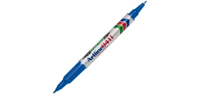 Rotulador artline marcador permanente ek-041t azul doble punta 0.4 y 1.0 mm