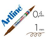 Rotulador artline marcador permanente ek-041t marron -doble punta 0.4 y 1.0 mm