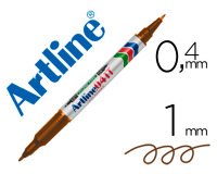 Rotulador artline marcador permanente ek-041t marron -doble punta 0.4 y 1.0 mm