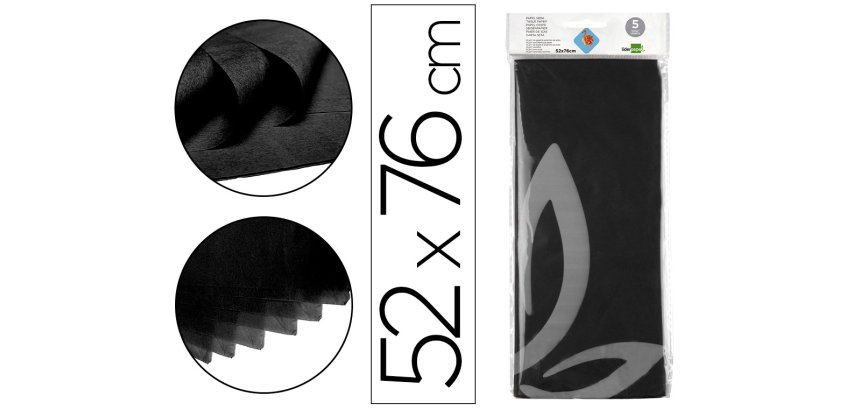 Papel seda liderpapel 52x76cm 18g/m2 bolsa de 5 hojas