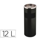 Cenicero papelera metalico q-connect con recogecolillas negro 61,5x25 cm