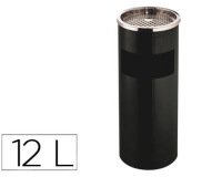 Cenicero papelera metalico q-connect con recogecolillas negro 61,5x25 cm