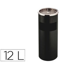 Cenicero papelera metalico q-connect con recogecolillas negro 61,5x25 cm