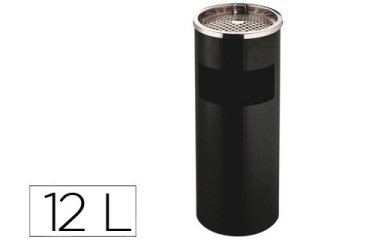 Cenicero papelera metalico q-connect con recogecolillas negro 61,5x25 cm