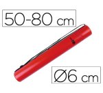 Portaplanos plastico liderpapel diametro 6 cm extensible hasta 80 rojo
