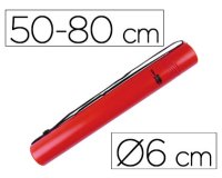 Portaplanos plastico liderpapel diametro 6 cm extensible hasta 80 rojo