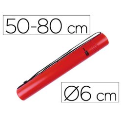 Portaplanos plastico liderpapel diametro 6 cm extensible hasta 80 rojo
