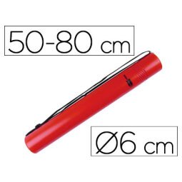 Portaplanos plastico liderpapel diametro 6 cm extensible hasta 80 rojo