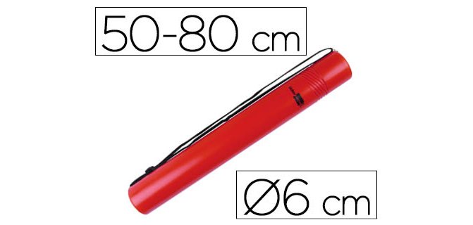 Portaplanos plastico liderpapel diametro 6 cm extensible hasta 80 rojo