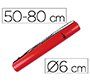 Portaplanos plastico liderpapel diametro 6 cm extensible hasta 80 rojo