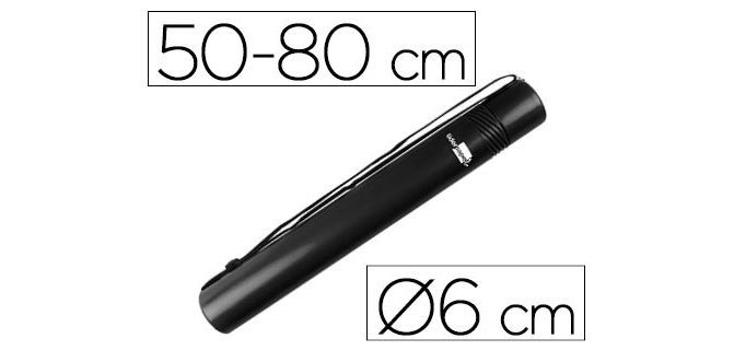 Portaplanos plastico liderpapel diametro 6 cm extensible hasta 80 negro