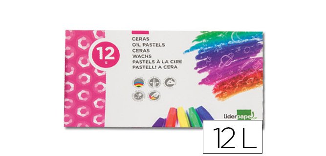 Lapices cera semi blanda lider papel caja de 12 unidades colores surtidos