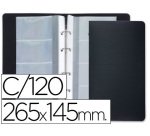 Tarjetero liderpapel 4 anillas 15 fundas de 4 departamentos 265x145 mm