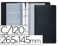 Tarjetero liderpapel 4 anillas 15 fundas de 4 departamentos 265x145 mm