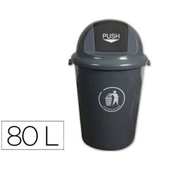 Contenedor q-connect plástico con tapa de balancin 80L gris 