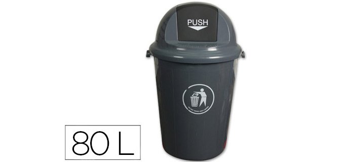 Contenedor q-connect plástico con tapa de balancin 80L gris 