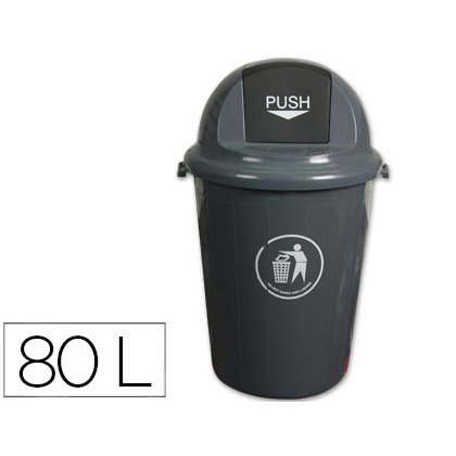Contenedor q-connect plástico con tapa de balancin 80L gris