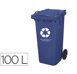 Contenedor selectivo q-connect 100L azul con ruedas