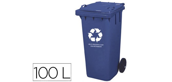Contenedor selectivo q-connect 100L azul con ruedas
