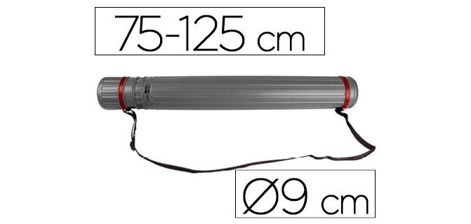 Portaplanos plastico liderpapel diametro 9 cm extensible hasta 125 cm gris