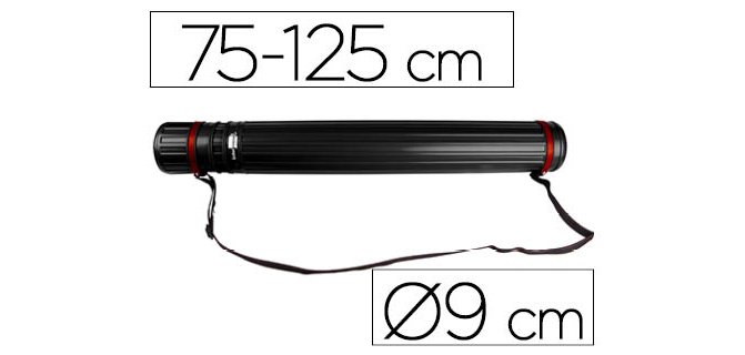 Portaplanos plastico liderpapel diametro 9 cm extensible hasta 125 cm negro