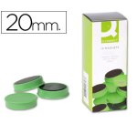 Iman para sujecion q-connect ideal para pizarras magneticas20 mm verde caja de 10 unidades