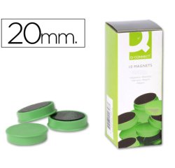 Iman para sujecion q-connect ideal para pizarras magneticas20 mm verde caja de 10 unidades