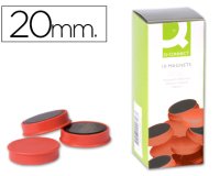 Iman para sujecion q-connect ideal para pizarras magneticas20 mm rojo caja de 10 unidades