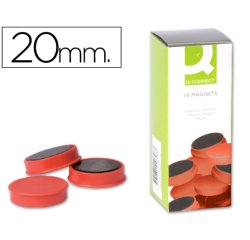 Iman para sujecion q-connect ideal para pizarras magneticas20 mm rojo caja de 10 unidades