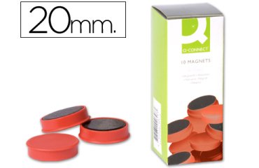 Iman para sujecion q-connect ideal para pizarras magneticas20 mm rojo caja de 10 unidades