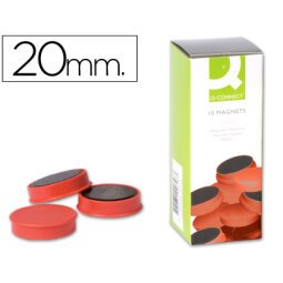 Iman para sujecion q-connect ideal para pizarras magneticas20 mm rojo caja de 10 unidades