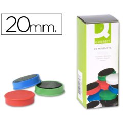Iman para sujecion q-connect ideal para pizarras magneticas20 mm colores surtidos caja de 10 unidades