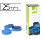 Iman para sujecion q-connect ideal para pizarras magneticas25 mm azul caja de 10 unidades