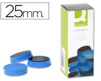 Iman para sujecion q-connect ideal para pizarras magneticas25 mm azul caja de 10 unidades