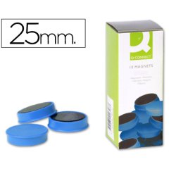 Iman para sujecion q-connect ideal para pizarras magneticas25 mm azul caja de 10 unidades