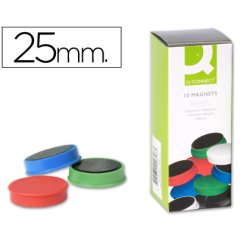Iman para sujecion q-connect ideal para pizarras magneticas25 mm colores surtidos caja de 10 unidades