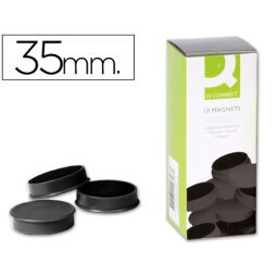 Iman para sujecion q-connect ideal para pizarras magneticas35 mm negro caja de 10 unidades